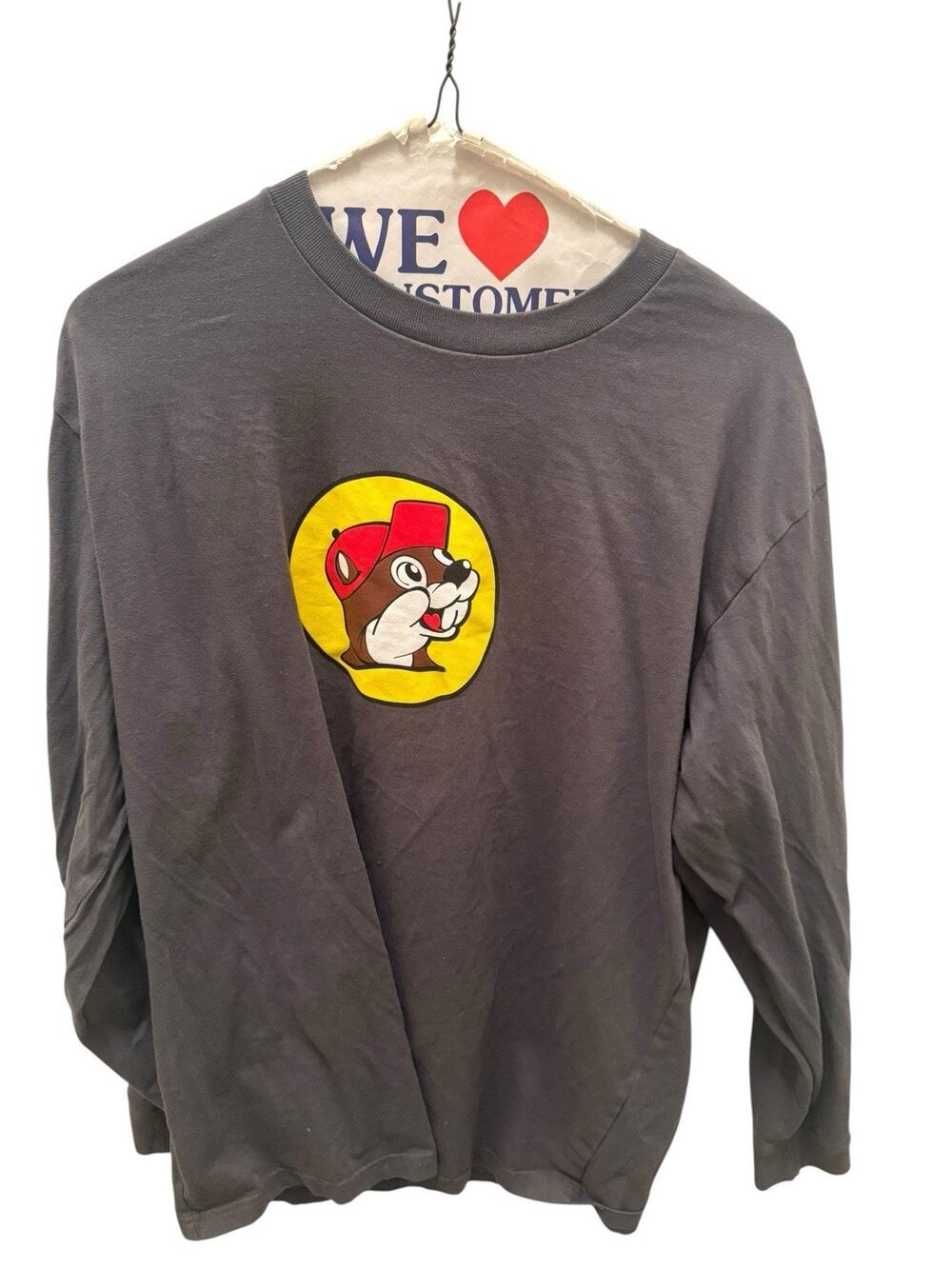 Buc-ee’s Bucees Long Sleeve Tonal Tee T Shirt Large Logo Gas Station Beaver Food